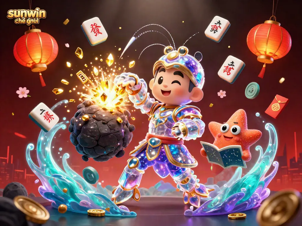 Experience the excitement of sunwin chính thức with a vibrant 3D casino scene packed with gaming elements and lively characters.