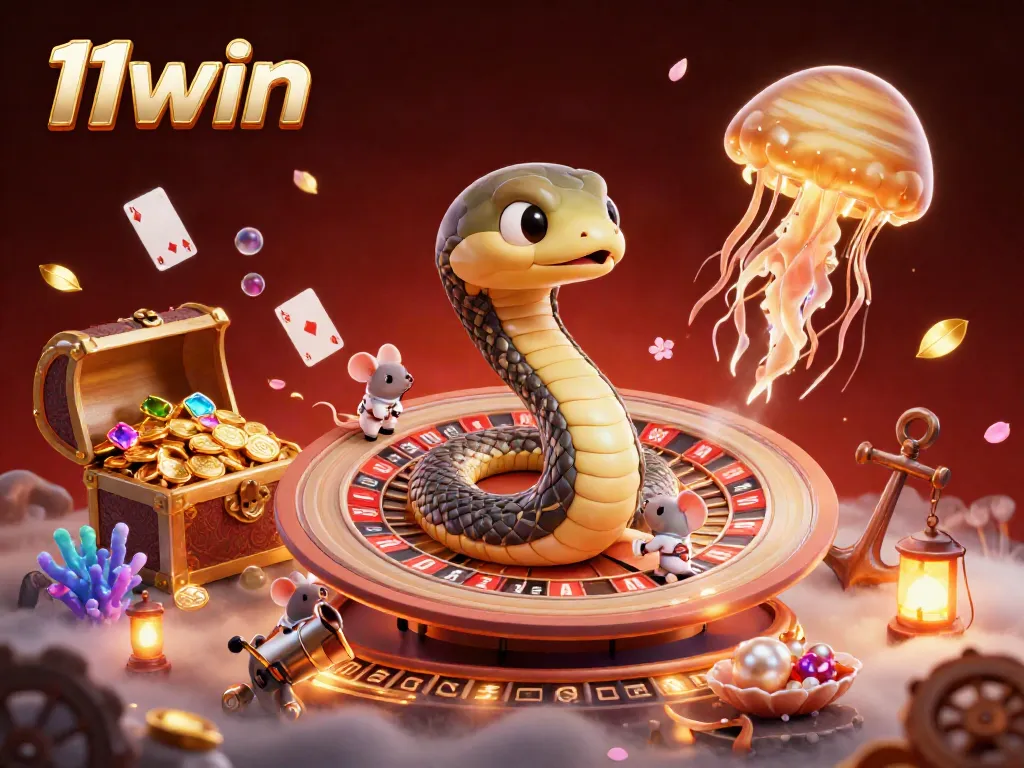 Experience cosmic gaming at 11win with a vibrant roulette scene featuring a Saturn ring snake.