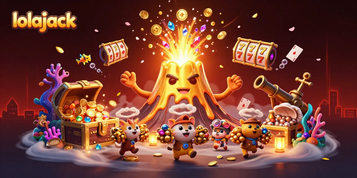 Experience the thrill of winning with lolajack's vibrant casino-themed 3D illustration featuring dynamic game elements.