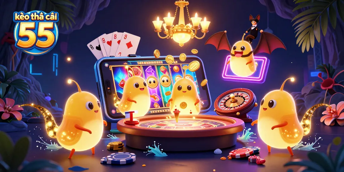 Experience the excitement of kèo nhà cái 55 in a vibrant 3D casino scene.