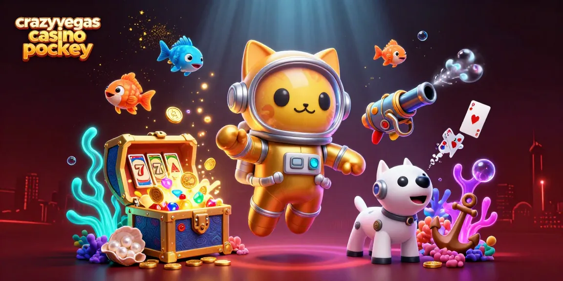 Engage with crazyvegas casino pokies as a cartoon cat and robot dog explore an underwater treasure scene.